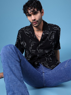 LIMEROAD Men Printed Casual Black Shirt