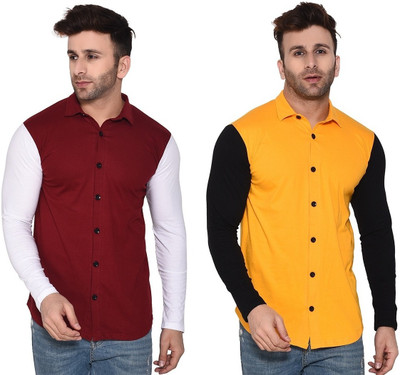 BEYOU FASHION Men Solid Casual Multicolor Shirt(Pack of 2)