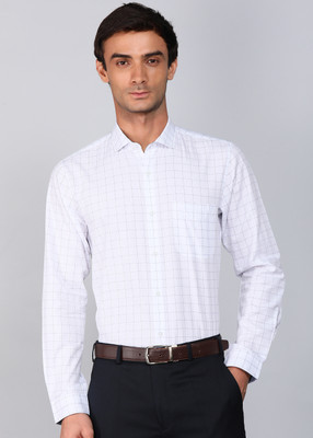 PETER ENGLAND Men Checkered Casual White Shirt