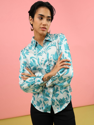 LIMEROAD Women Printed Casual Green Shirt