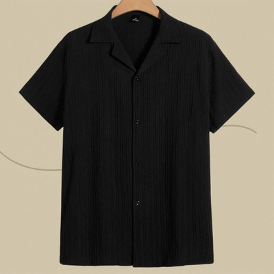 A Dearise Trend Men Self Design Casual Black Shirt