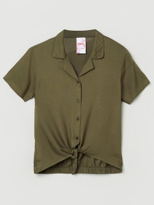 MAX Boys Solid Casual Green Shirt