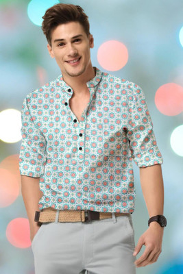ISUEL FAB Men Printed Formal Beige Shirt