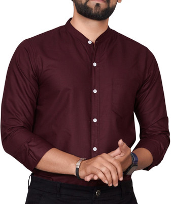 Tyzlo Men Solid Casual Maroon, White Shirt