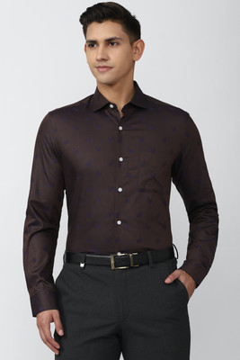 PETER ENGLAND Men Printed Formal Brown Shirt