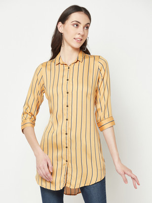 CRIMSOUNE CLUB Women Striped Casual Brown Shirt