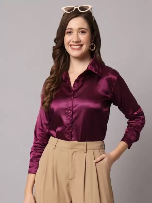 HIRLAX Women Solid Casual Purple Shirt