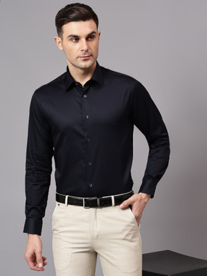 CANTABIL Men Solid Formal Dark Blue Shirt