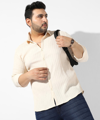 Instafab Plus Men Solid Casual Yellow Shirt