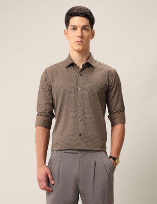 ARROW Men Printed Formal Brown Shirt