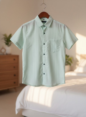 TJB Trends Boys Self Design Casual Light Green Shirt