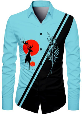 AviraEnterprise Men Printed Casual Light Blue Shirt