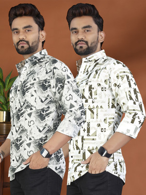 ADWYN PETER Men Printed Casual Multicolor Shirt(Pack of 2)