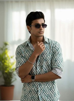 INDICLUB Men Self Design Formal Multicolor Shirt