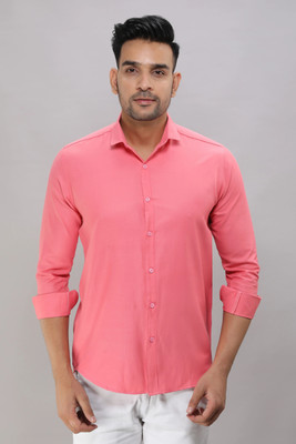 Lee Cross Men Solid Casual Pink Shirt