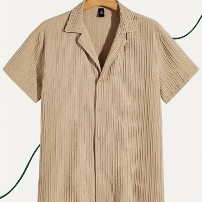 Jenil Fashion Men Self Design, Striped Casual Cream Shirt