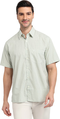 COLORPLUS Men Printed Casual Green Shirt