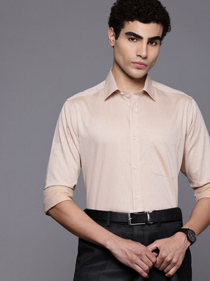 Raymond Men Printed Formal Beige Shirt
