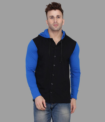 tfurnish Men Solid Casual Blue, Black Shirt