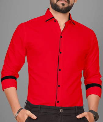 GLOBAL NOMAD Men Solid Casual Red Shirt