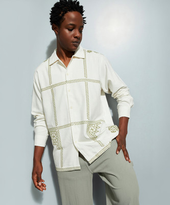 MAX Men Printed Casual Beige Shirt