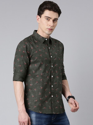 METRONAUT Men Checkered Casual Dark Green Shirt