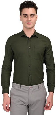 ISUEL Febb Men Solid Casual Dark Green Shirt