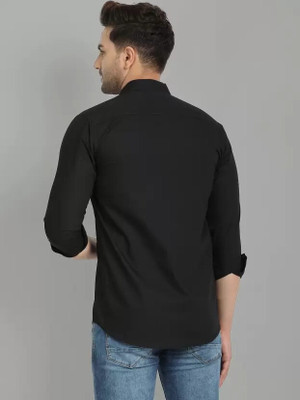 STELLALIFE Trend Men Solid Casual Black Shirt