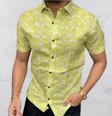 Arth Enterprise Men Printed Casual Yellow Shirt