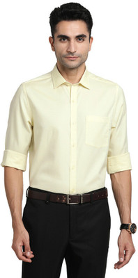 TURTLE Men Solid Formal Yellow Shirt