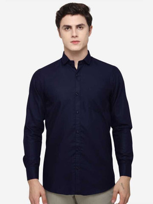A Plus Men Washed Casual Blue Shirt