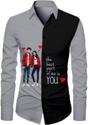 JRKENTERPRISE Men Printed Casual Grey Shirt