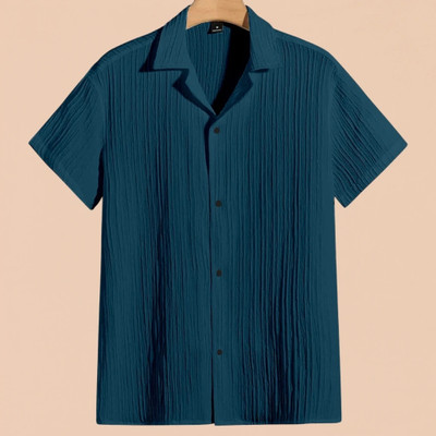 A DEEMOON TREND Men Self Design Casual Green Shirt