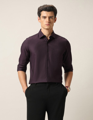 ARROW Men Self Design Formal Maroon Shirt