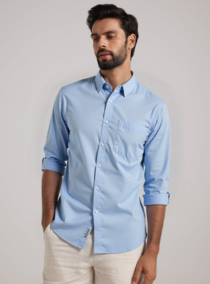 NEW-18 Men Solid Casual Light Blue Shirt