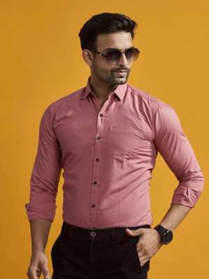STONEBERG Men Solid Formal Pink Shirt