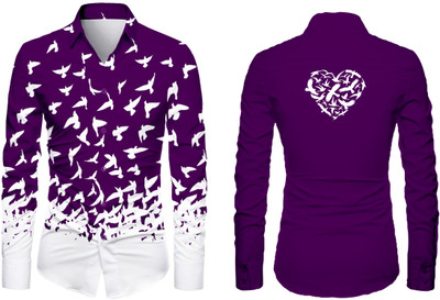 JRKENTERPRISE Men Printed Casual Purple, White Shirt