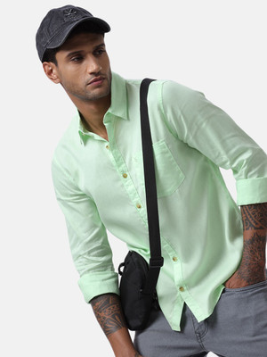 WROGN Men Solid Casual Light Green Shirt