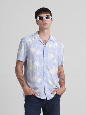 JACK & JONES Men Printed Casual Light Blue, White, Yellow Shirt