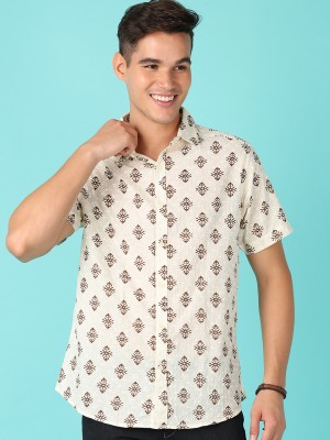 V-MART Men Printed Casual Beige Shirt