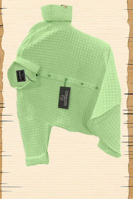 SEVENTEENSTITCH Men Self Design Casual Light Green Shirt