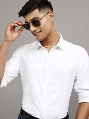 LOCOMOTIVE Men Self Design Casual White Shirt
