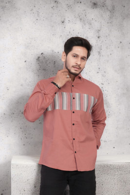 U AND J TREND Men Printed Casual Pink Shirt