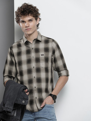 The Indian Garage Co. Men Checkered Casual Black Shirt