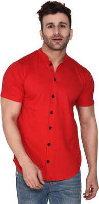 tfurnish Men Self Design Casual Red Shirt