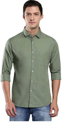 James & Warne Men Solid Casual Light Green Shirt