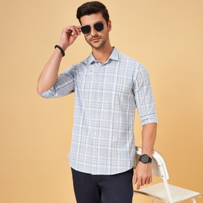 Byford by Pantaloons Men Checkered Casual Light Blue Shirt