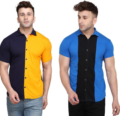GEUM Men Solid Formal Multicolor Shirt(Pack of 2)