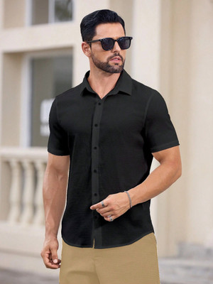 METRONAUT Men Self Design Casual Black Shirt