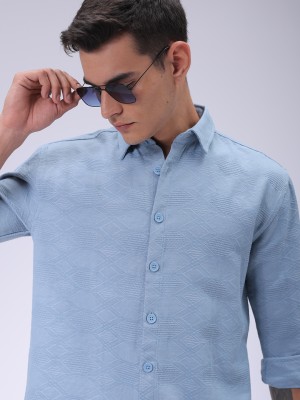 The Indian Garage Co. Men Solid Casual Blue Shirt